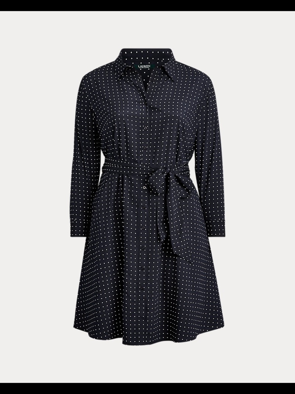Lauren Ralph Lauren Black Polka Dot Long Sleeve Shirt Dress